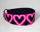Pink Neon Heart Weezy Band, Wide