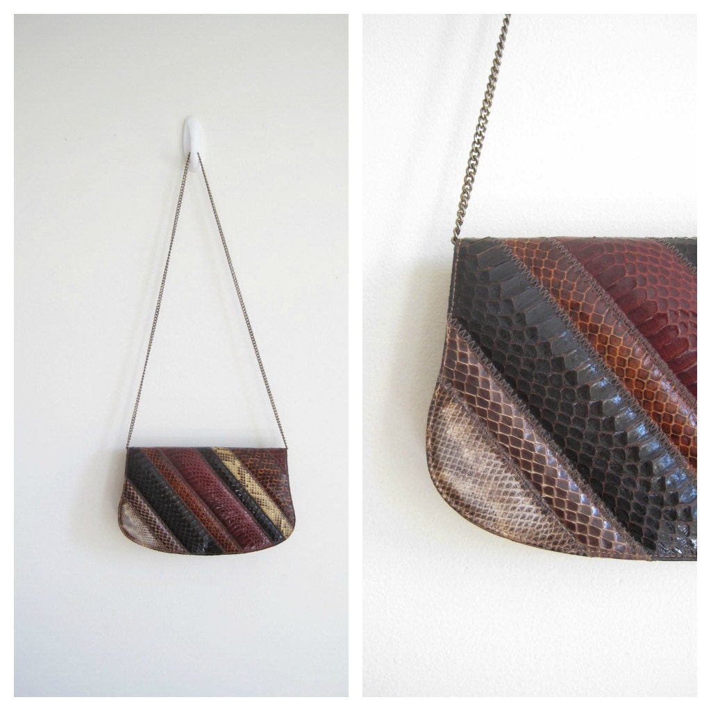 vintage snakeskin clutch / snakeskin purse / HERPETON
