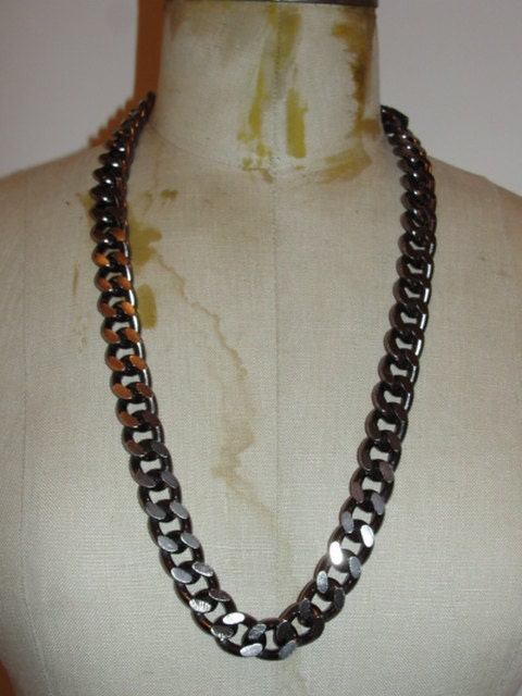 Gunmetal YSL Yves Saint Laurent Chain Necklace