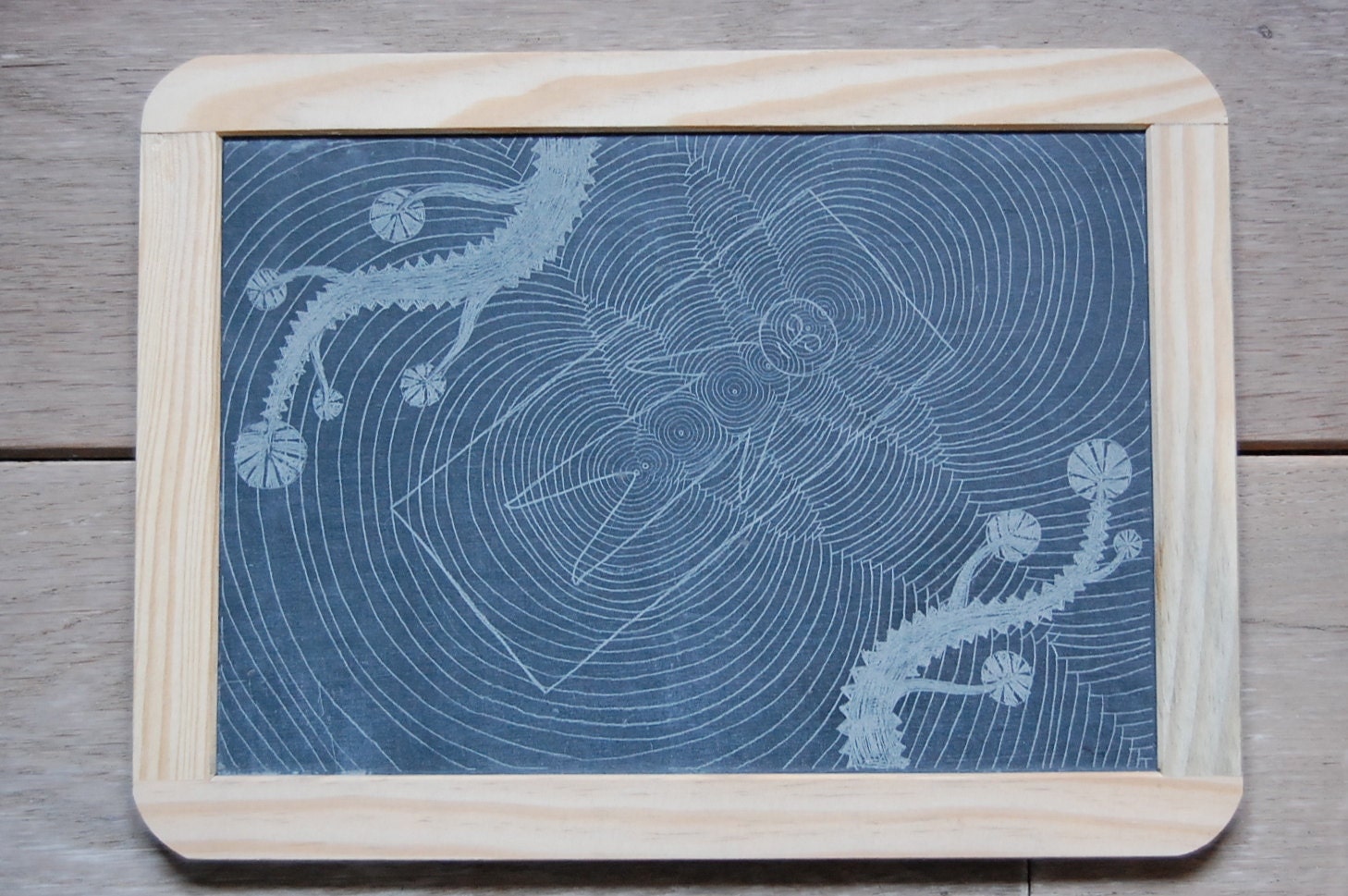 Savasana - original yoga asana illustration on slate