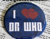 I heart heart Doctor Who Themed Pinback Button