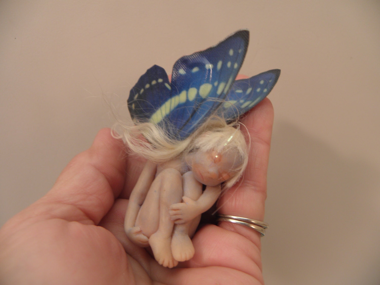 ooak pose-able tiny BLUE FAIRY full sculpt (12 ) art doll by DinkyDarlings