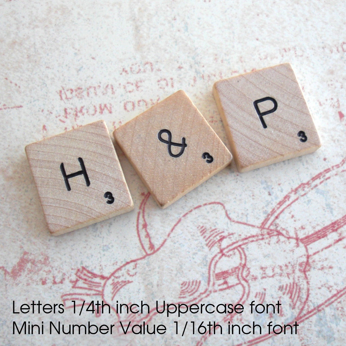 Set of 3 - Vintage Blank Scrabble Tile . Customize your letters or value . Hand stamped and inked . Awesome wedding gift . engraved keepsake