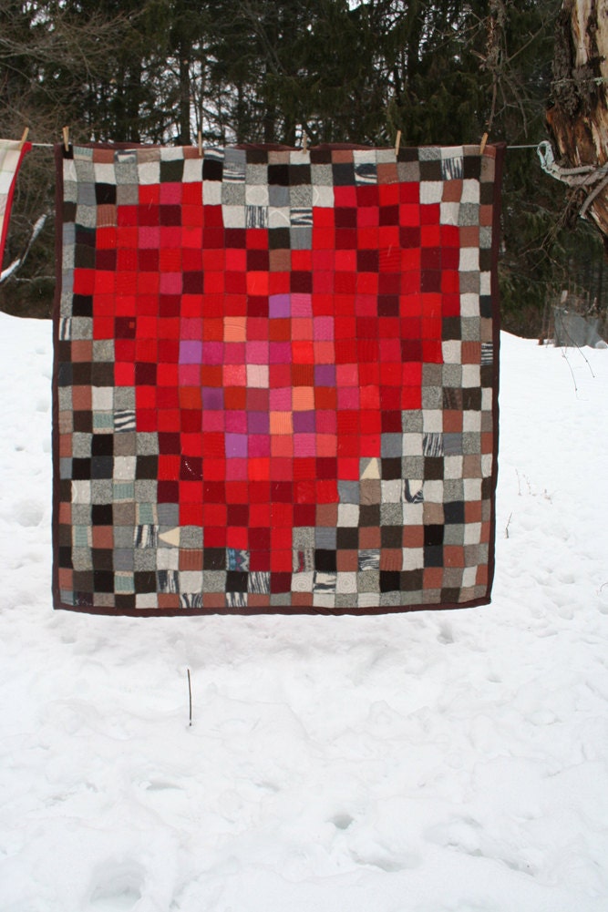 Pixelated Heart Throw Blanket - 4