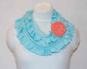 blue jersey ruffle infinity scarf