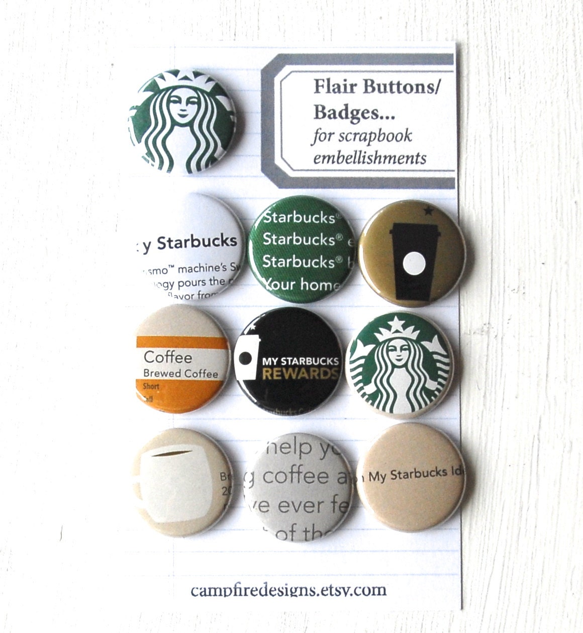 STARBUCKS Coffee Flair Badge or Button Vol. 1 for scrapbooking-flat backs
