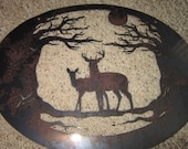Deer in Moonlight-Metal Art