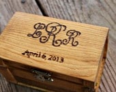 Rustic Woodburned Ring Bearer Box -Monogram