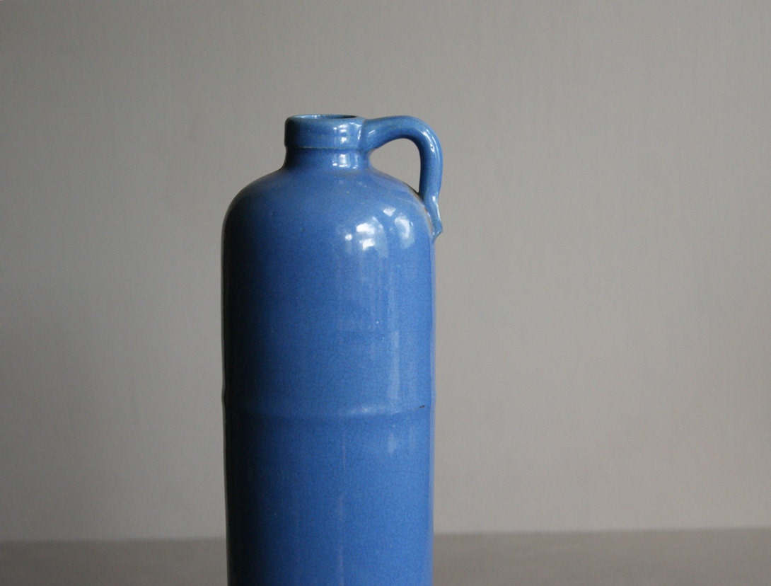 Blue Stoneware Jug, Tall & Narrow
