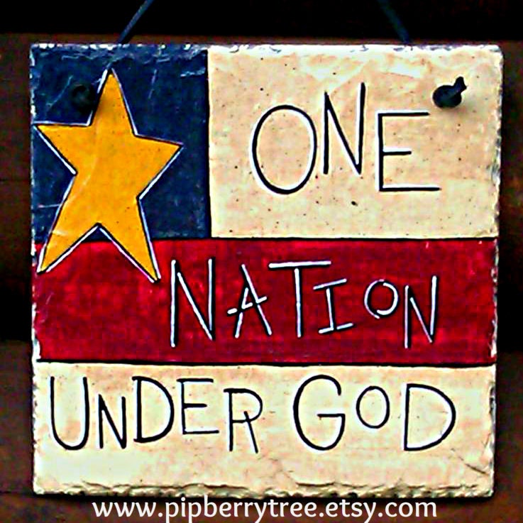 Hand Painted Decorative Slate - Americana and Patriotic - One Nation Under God