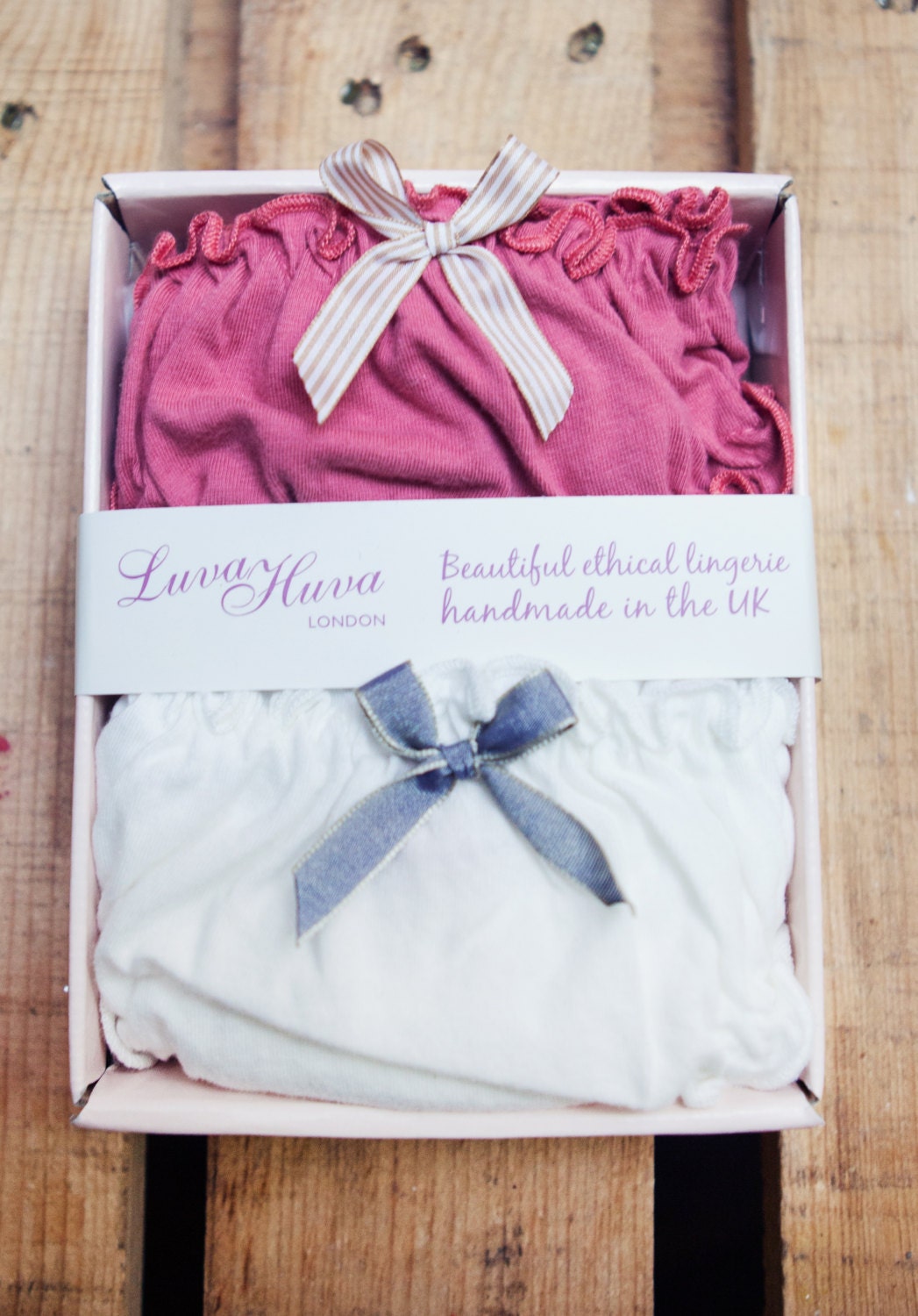 Lingerie set - 2 x Panties, Cream panty and Coral Panty