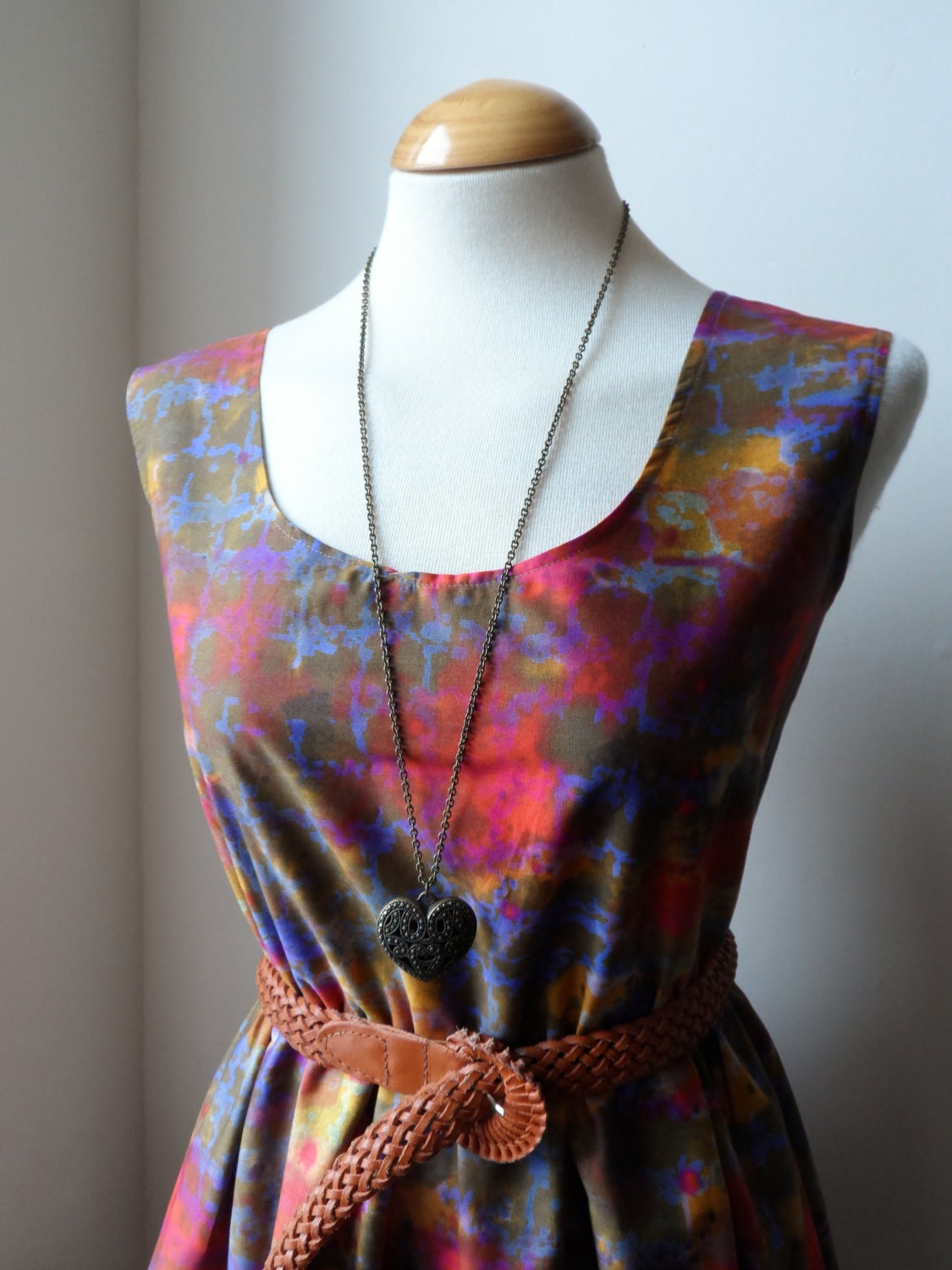 Batik Tie Dye Longer Length Cotton Boho Dress / Handmade/ Choose Your Size