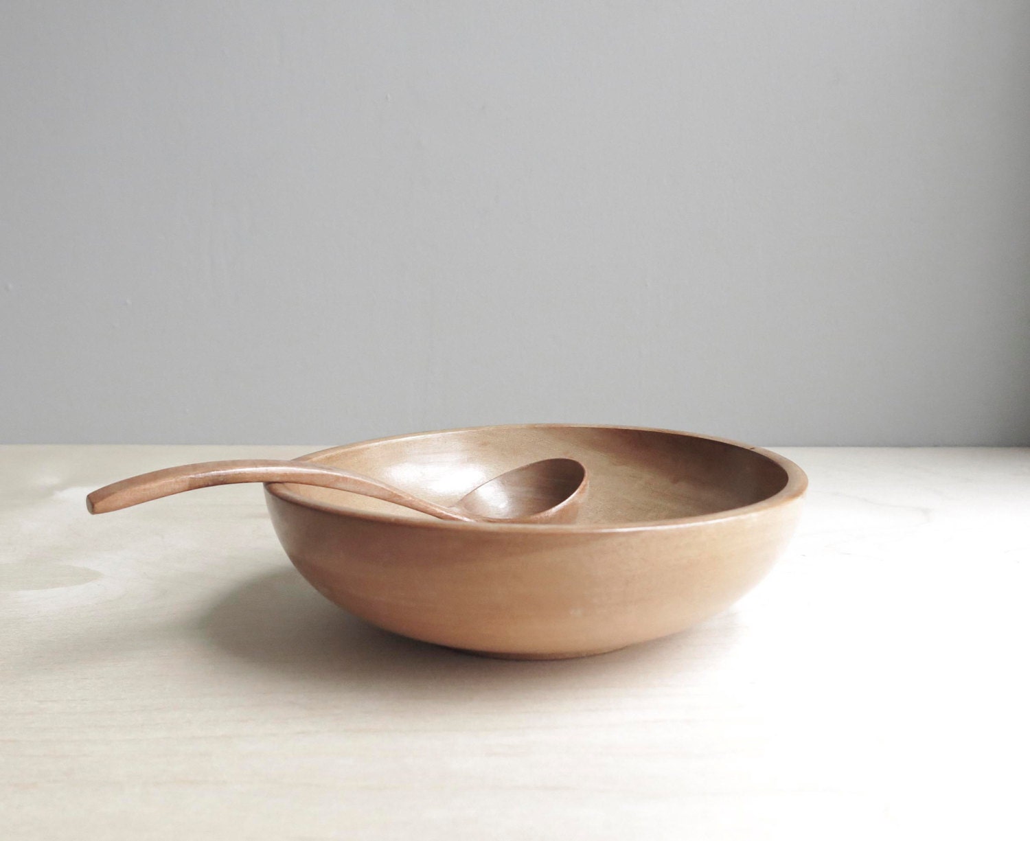 vintage wood bowl and spoon