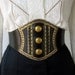 Darling Brass Studded Tooled Black Leather Wide Corset Laced Belt