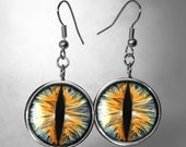 Futuristic Cat Fantasy Eye Sci Fi Taxidermy Eyeball Silver Earrings 526-ERS