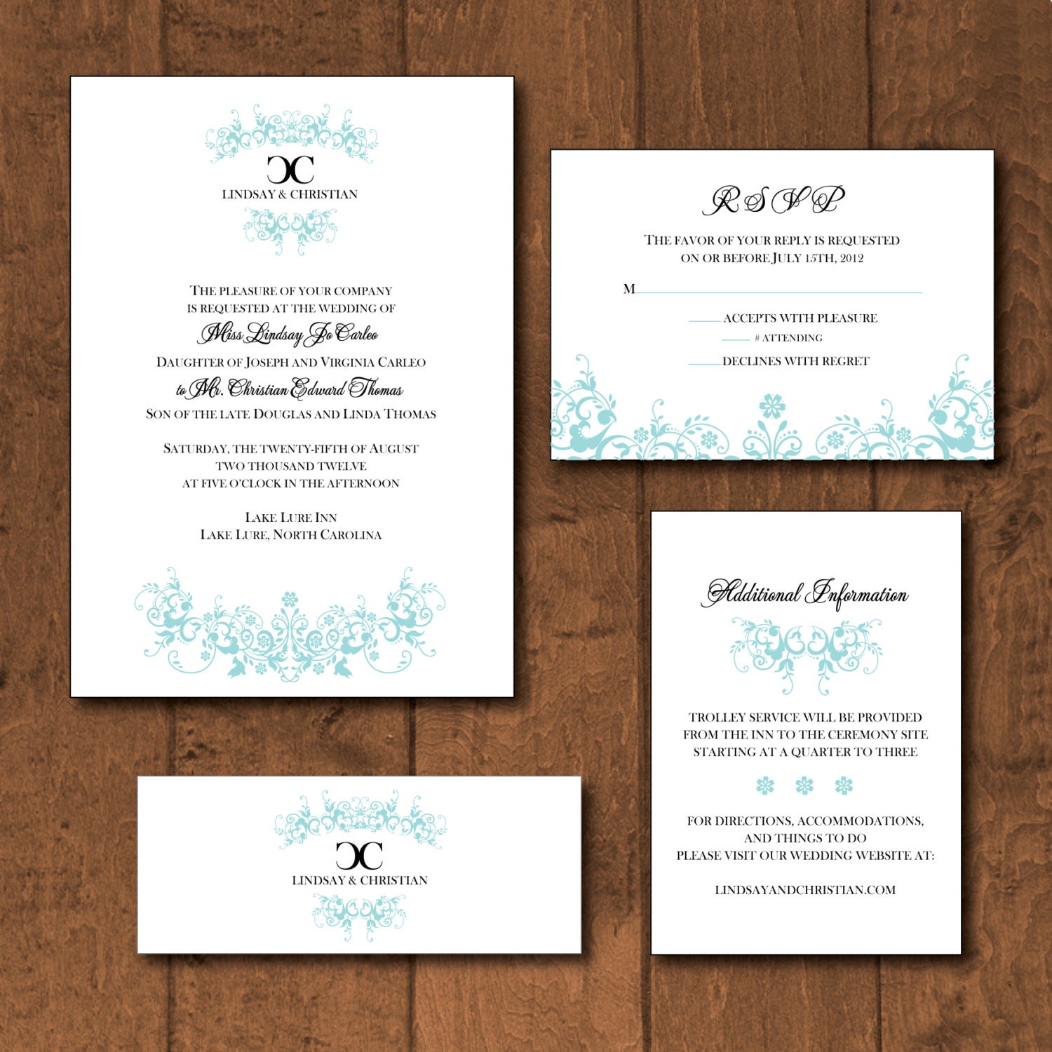 NEW - Floral Monogram Invitation Suite - SAMPLE