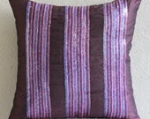 Decorative Euro Sham Covers Accent Pillows Couch Pillows 26 Inch Silk Dupion Euro Sham Cover Embroidered Sequins Plum Sparkle Home Decor