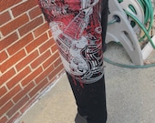 SALE - Upcycled Cinder Block Tshirt Capri Leggings - S (858)