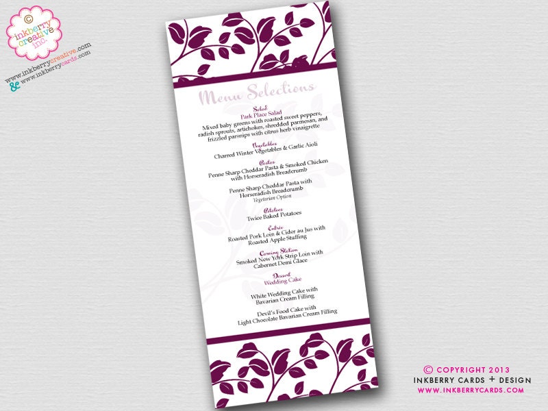 Autumn Leaves Wedding Menu - DIGITAL PRINTABLE FILE - Printed Options Also Available Il_570xn