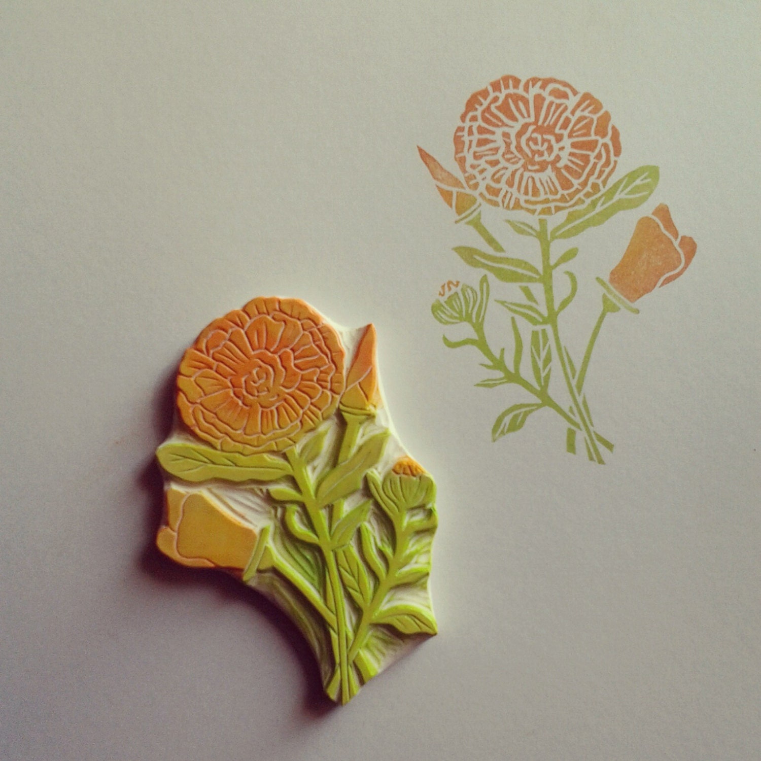 Wildflowers Rubber Stamp Hand Carved