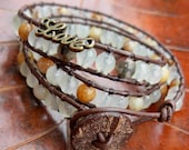 Love Calcite and Agate Wrap Cuff Bracelet Chan Lu inspired