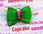 Girly Green Glam Ice Cream Hair Bow Clip