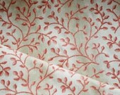 Let's make something---vintage fabric--yardage---taupe, creamy beige, red stems and leaves--pillow fabric, quilt fabric, tote bag, curtains