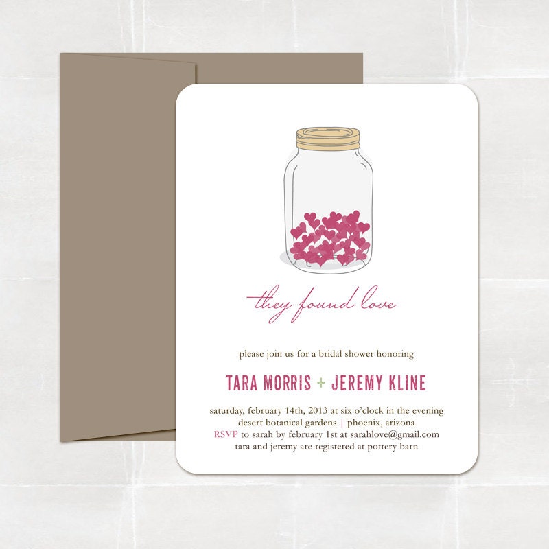 mason jar bridal shower party collection. rustic bridal shower invitation. printed and handmade Il_170x135