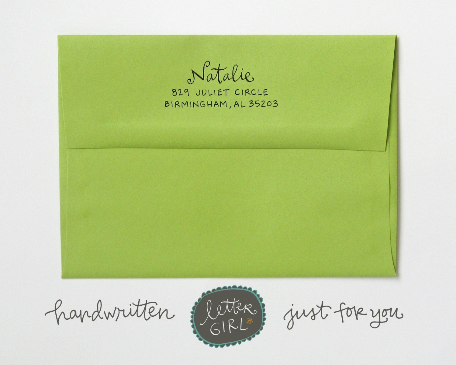 Natalie Handwritten Address Stamp: your choice of self-inking or red rubber