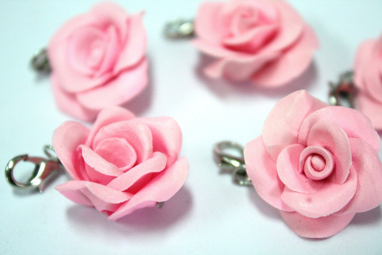 Miniature Polymer Clay Flowers, Roses Charm Handmade Jewelry gifts 1 pcs