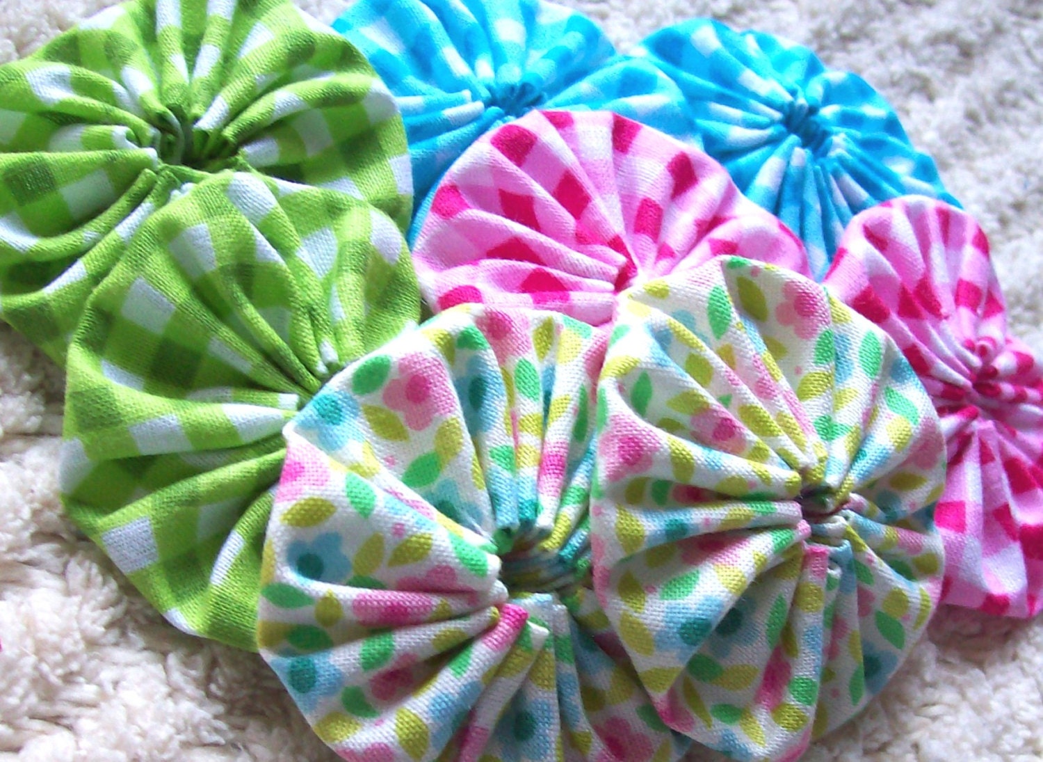 House and Home Fabric yoyo pieces for scrapbooking headbands hairclips Quilt block applique Handmade YoYo garland
