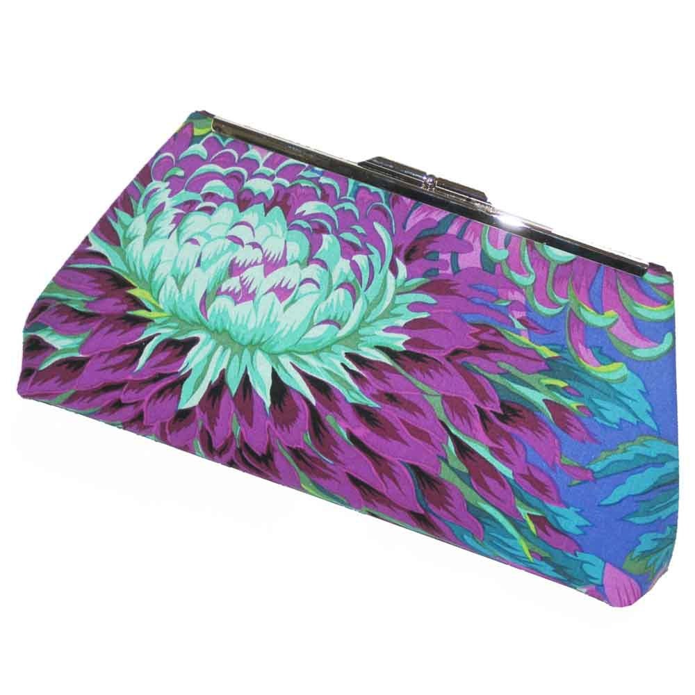 Mint Green Purple Teal Floral Bridesmaid Clutch Wedding Gift - Silk Lining