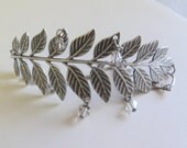 Braelet Silver Ox Plated Branch and Leaves Swarovski Silver Shade Crystals Boho Statement