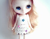 OOAK crocheted top & bloomers set (white) for Middie Blythe or Lati Yellow
