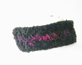 Black and Raspberry Ombre Ear Warmer - Crochet Boucle Ear Muffs - Infinity Headband
