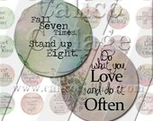 NEW Words to Live By - Instant Download Digital Collage Sheet - 1x1 inch Round Circles Tile Size 975