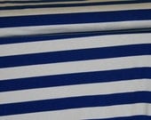Navy blue stripes 1 yard knit jersey cotton lycra spandex