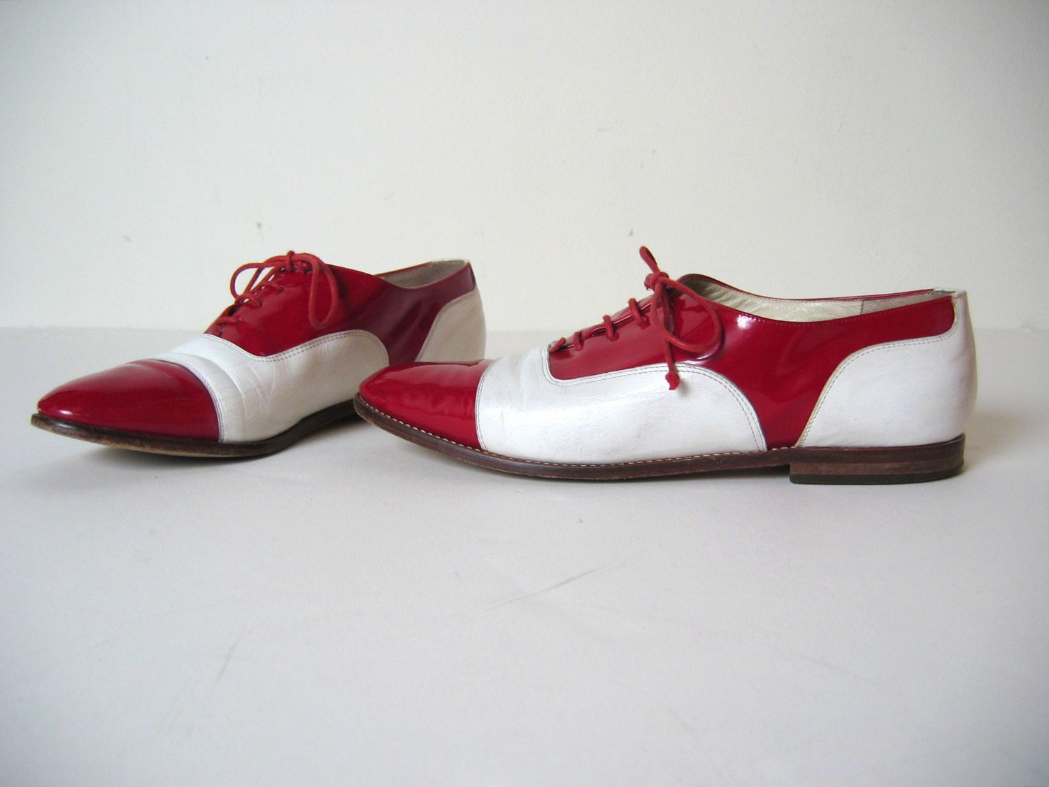 BALLY ITALIAN patent leather two tone oxfords, 7.5
