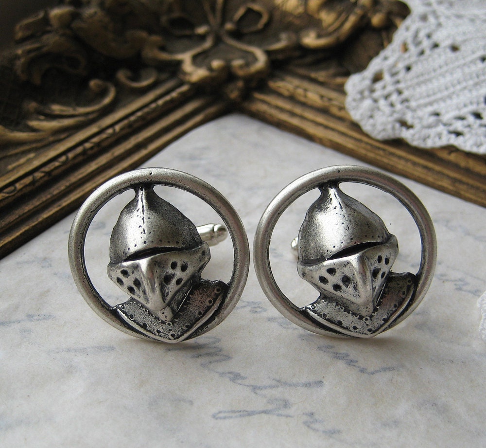 KNIGHT in shining Armor WEDDING cufflinks Silver armour grooms cuff links bridal jewelry fantasy gothic medieval
