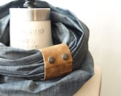 Chunky denim  circular infinity scarf