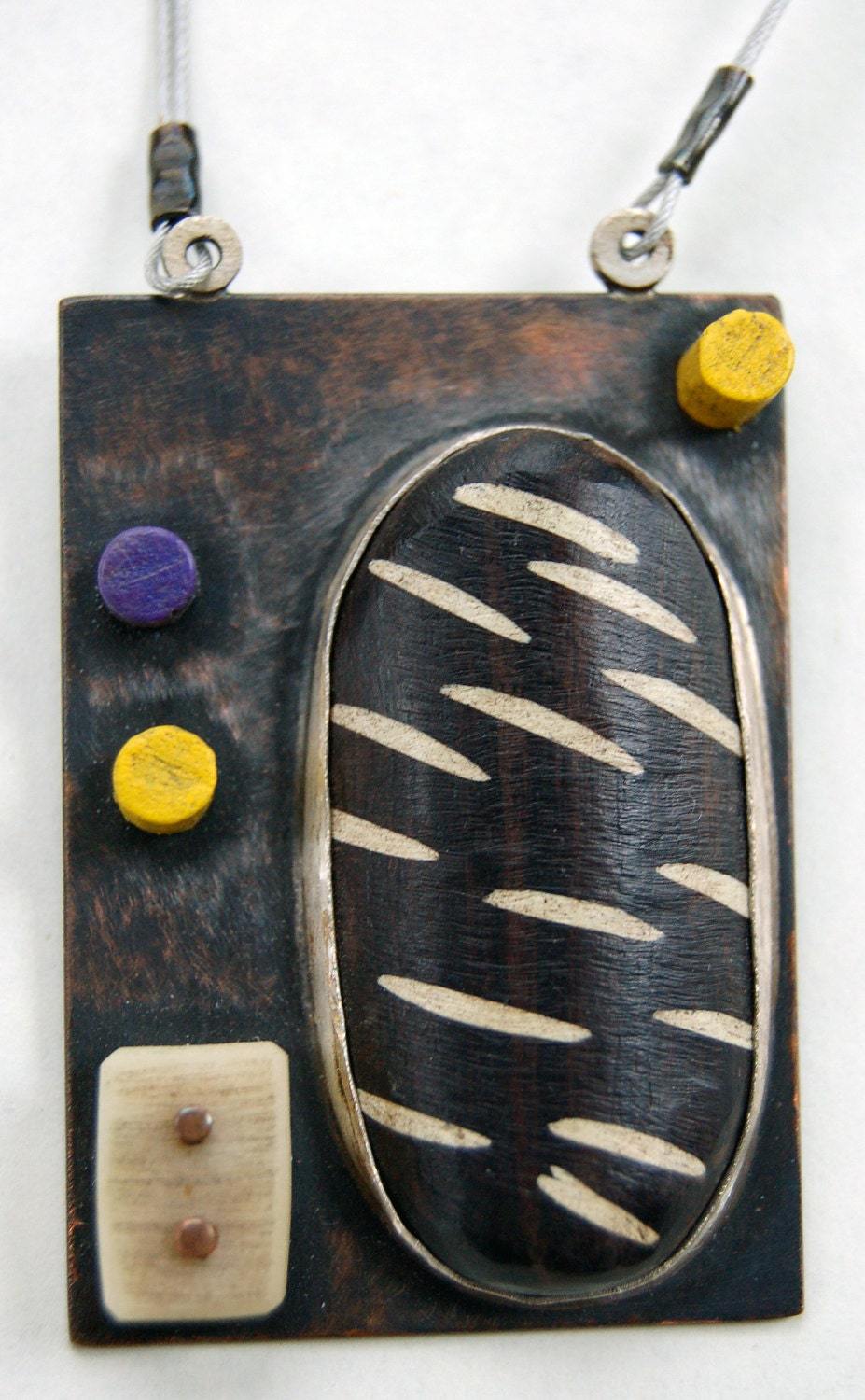 Amazing Contemporary Pendant from MADE shop - Copper, Bone - Wood, Sterling - Cool - FREE SHIPPING