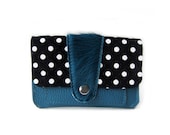leather wallet teal hair dots