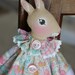 handmade fabric contemporary Folk Art  Bunny Rabbit ornament