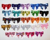 Little Sequin Bow Hair Clip Barrette Ornament Choose One from 30 Colors Pink Silver Red Black Orange Navy