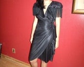Abby Kent Fringed Black Wrap Dress