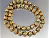 Chinese Enamel Flower Necklace Gold Bead Asian Jewelry Vintage 1940s Jewelry Cloisonne