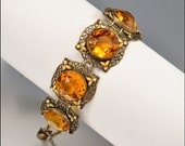 Czech Art Deco Bracelet Topaz Glass Enamel Filigree Vintage 1930s Art Deco Jewelry