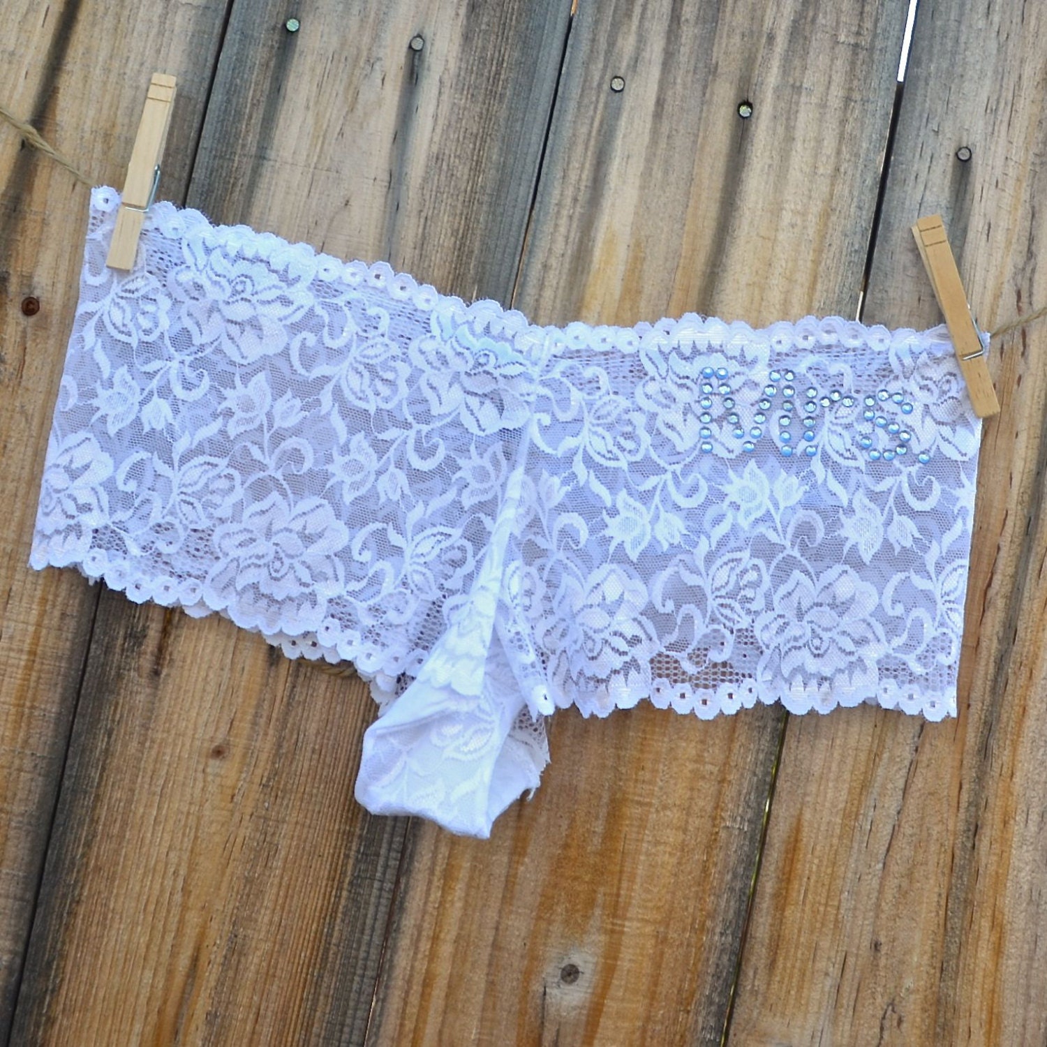 Something Blue MRS Rhinestones BRIDAL Lingerie Bling Panties Underwear - Bridal Knickers Size Small -Ships in 24hrs