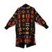 80s Knit Oversized Slouchy Aztec Ethnic Print Warm Winter Long Sweater Cardigan . One Size . GT . No.320.5.23.13