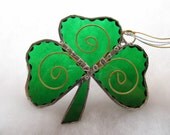 shamrock,stained glass,sun catcher,forest green,leaves,(c)